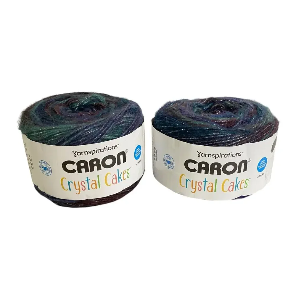 Caron Crystal Cakes Yarn Hummingbird Blue Purple Metallic Discontinued Lot of 2